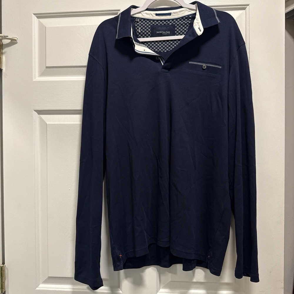Navy Long Sleeve Shirt with Classic Collar